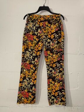 MOTHER Hustler Ankle Corduroy Pants in Black, Yellow & Coral Print